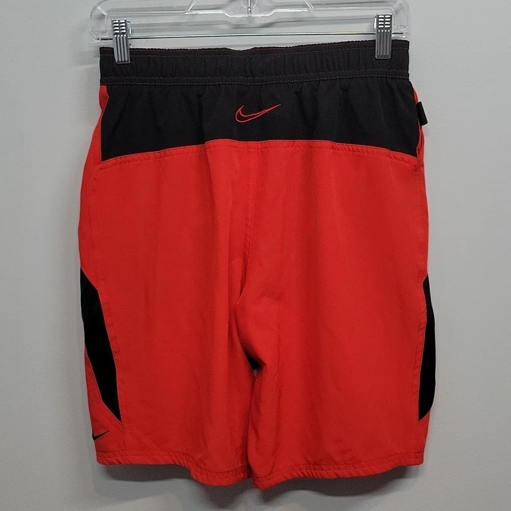 NIKE Red & Black Swimsuit Trunks Shorts Lined Men's size Small 9